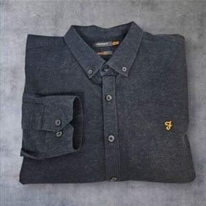Farah Dark Gray Kreo Slim Fit Button Down Casual Shirt Size XXL Men's T19‎